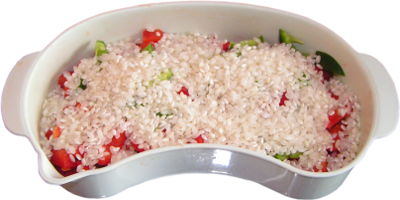 ry� risotto, risotto rice, papryka s�odka bell, papryka ostra chili, pojemniczek do gotowania produkt�w sypkich na parze